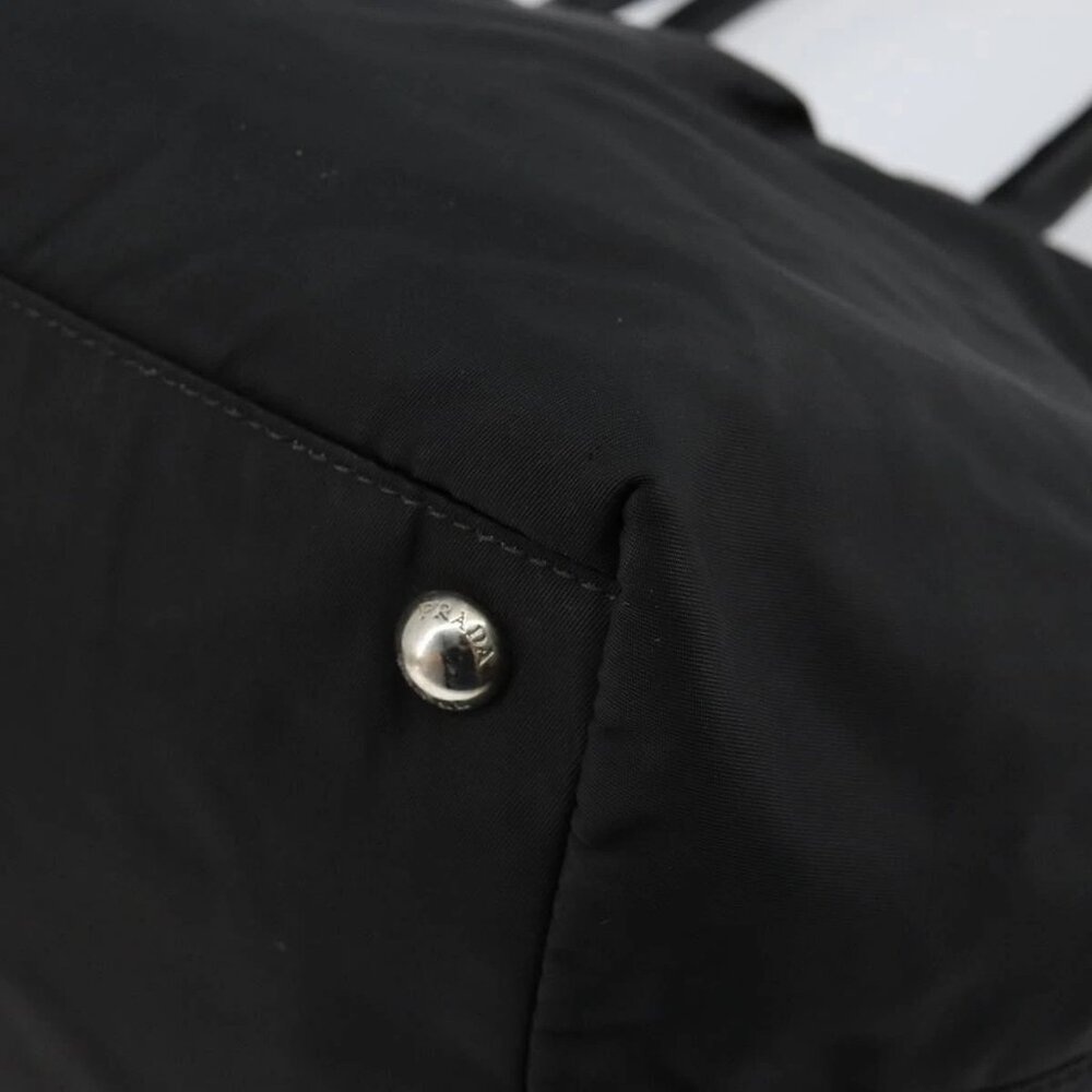 PRADA Tote Bag Nylon Black Silver Auth hk3058 - Picture 13 of 16